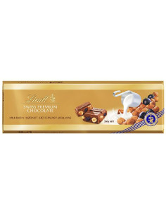 CHOCOLATE LINDT LECHE/PASAS/AVELLAN 300G
