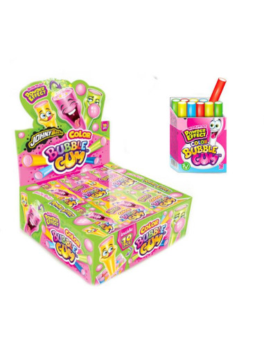 CHICLES JOHNYBEE COLOR BUBBLE GUM E.18UDS
