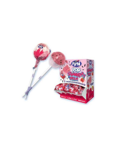 CHUPAS FINI POP FRESA ACIDA PEPITAS 100U