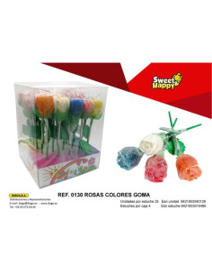 PIRULETAS JOHNYBEE ROSAS COLORES GOMA 25UDS