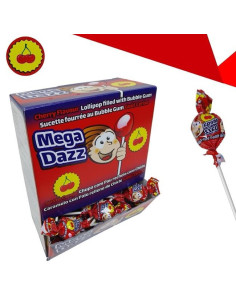 CHUPAS JOHNYBEE LOLLIPOP GUM CHERRY MEGA DAZZ 80UDS