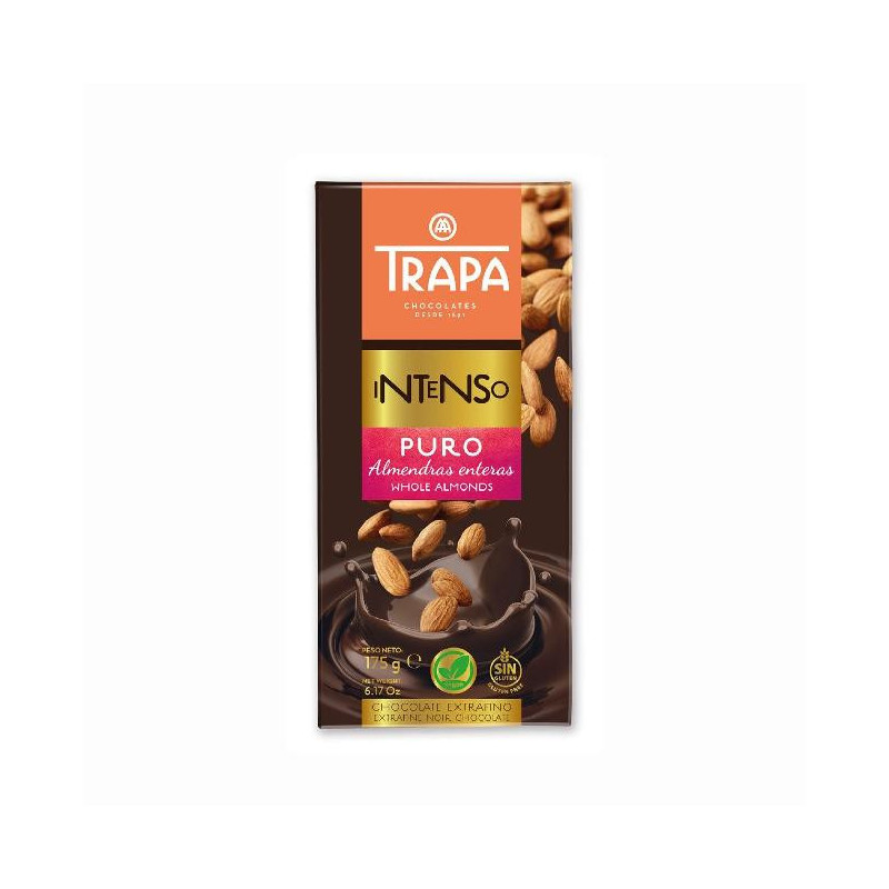CHOCOLATE TRAPA ALMENDRAS PURO 175GR