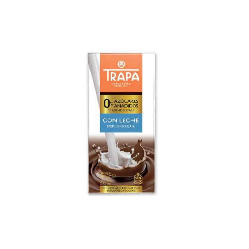 CHOCOLATE TRAPA 0% S/AZ LECHE 80GRS