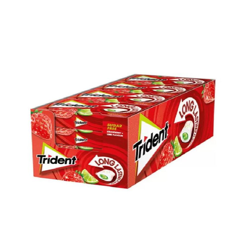 CHICLES TRIDENT GRAGEA FRESA/LIMA LONG 16UND