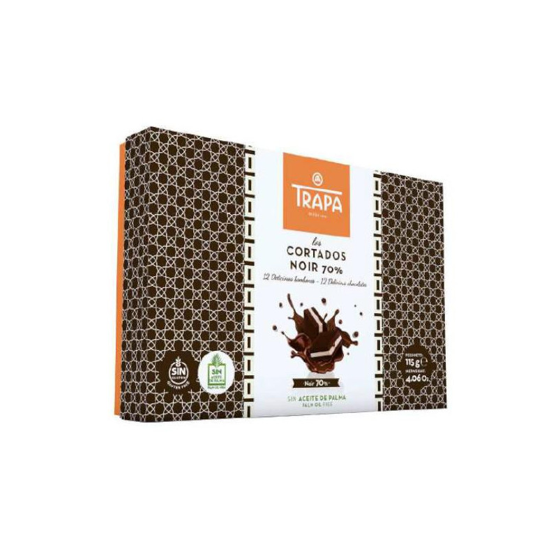 BOMBONES TRAPA CORTADOS NEGRO 70% 115GR