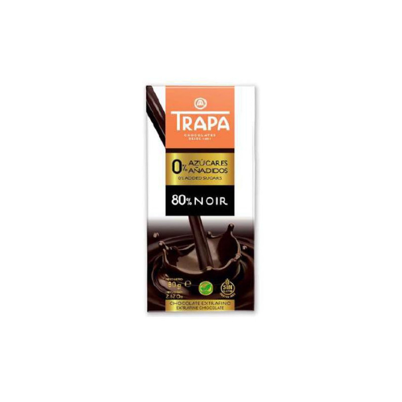 CHOCOLATE TRAPA 0% S/AZ NEGRO 80% 80GRS